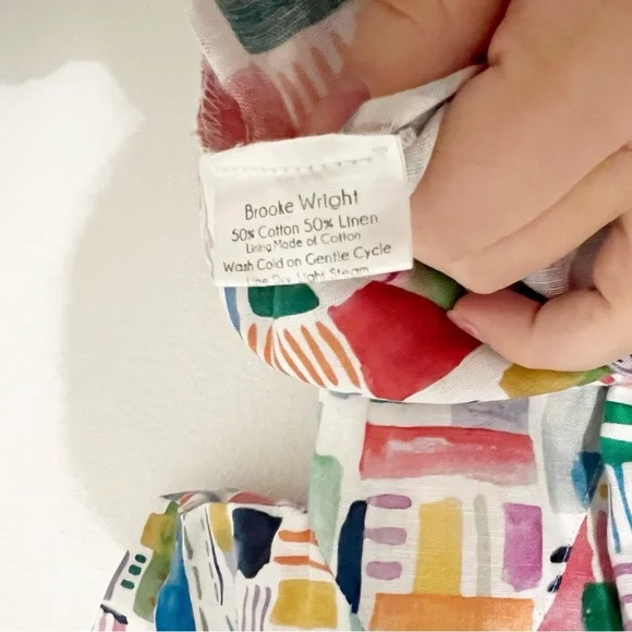 Brooke Wright Lucy Dress Multicolor Linen Blend Shift Size XS